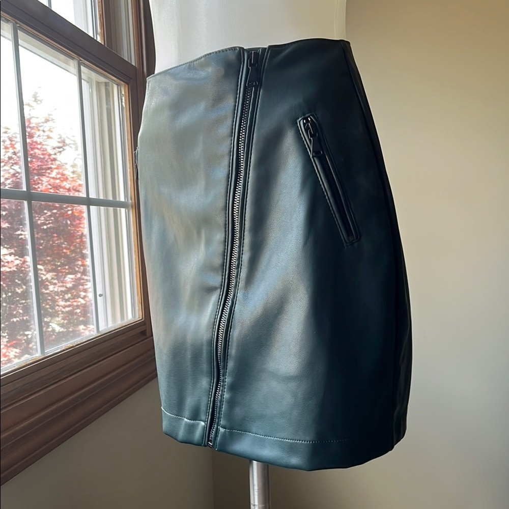 Hunter Green Faux Leather Skirt